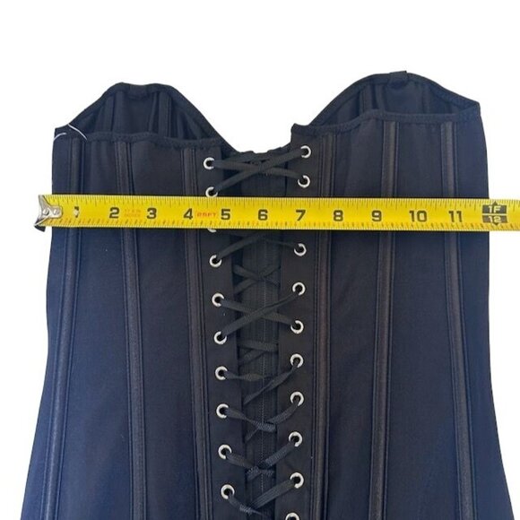 NWT Coquette Black Corset Top With Front Zip & Lace-Up Back Size M - Picture 8 of 10